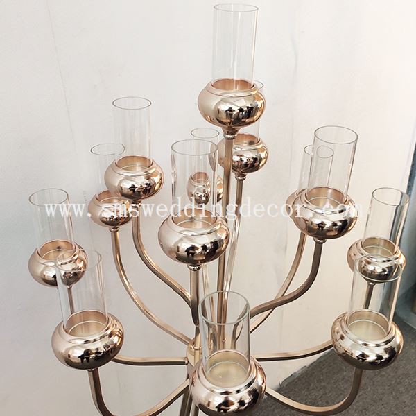 gold metal candle holders